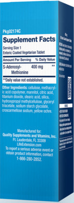 Life Extension SAMe 400 mg, 60 enteric-coated vtabs (фото, вид 1)