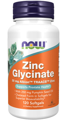 NOW Zinc Glycinate 30 mg 120 softgels