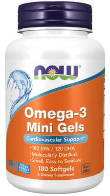 NOW Omega-3 mini gels 180 softgels