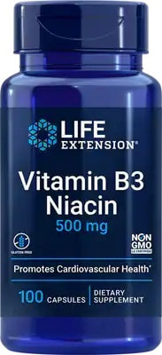 Life Extension Vitamin B3 Niacin 500 mg, 100 caps