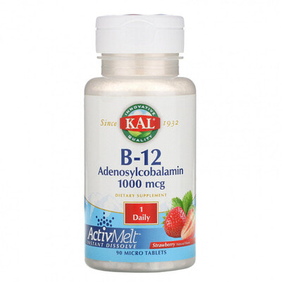 KAL B-12 Adenosyl ActivMelt Strawberry 1000mcg 90 loz ()