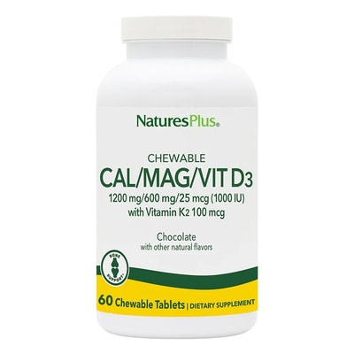 Natures Plus Cal/Mag/Vit D3 with Vitamin K2 60 chewable tabs ()