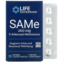 Life Extension SAMe 200 mg, 30 enteric-coated veg tabs